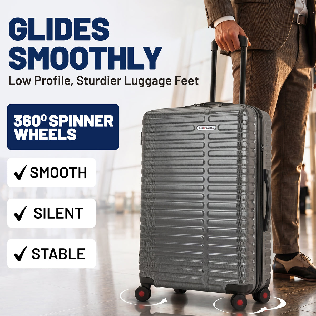 Bell + Howell 3-Piece Luxury Luggage Set with Built-In Scale