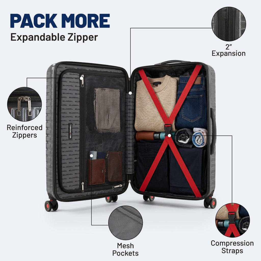 Bell + Howell 3-Piece Luxury Luggage Set with Built-In Scale
