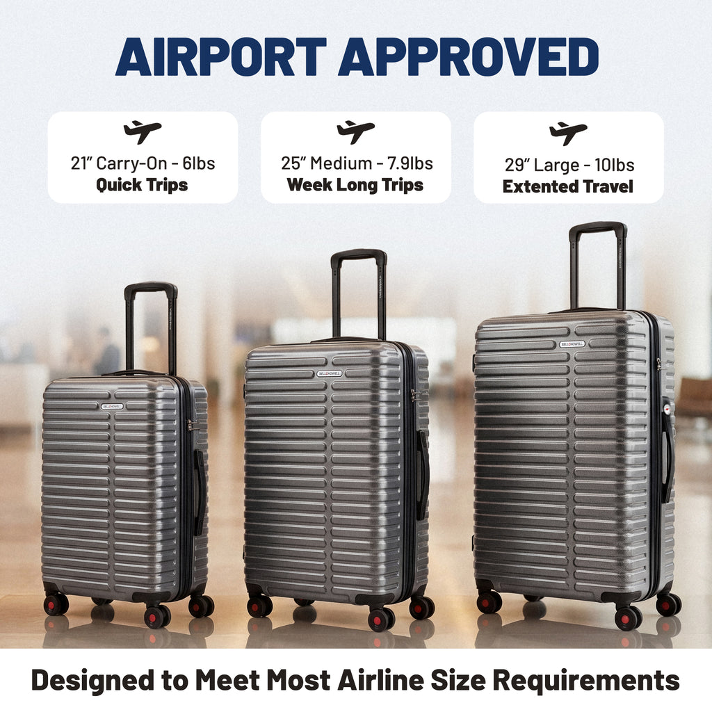 Bell + Howell 3-Piece Luxury Luggage Set with Built-In Scale